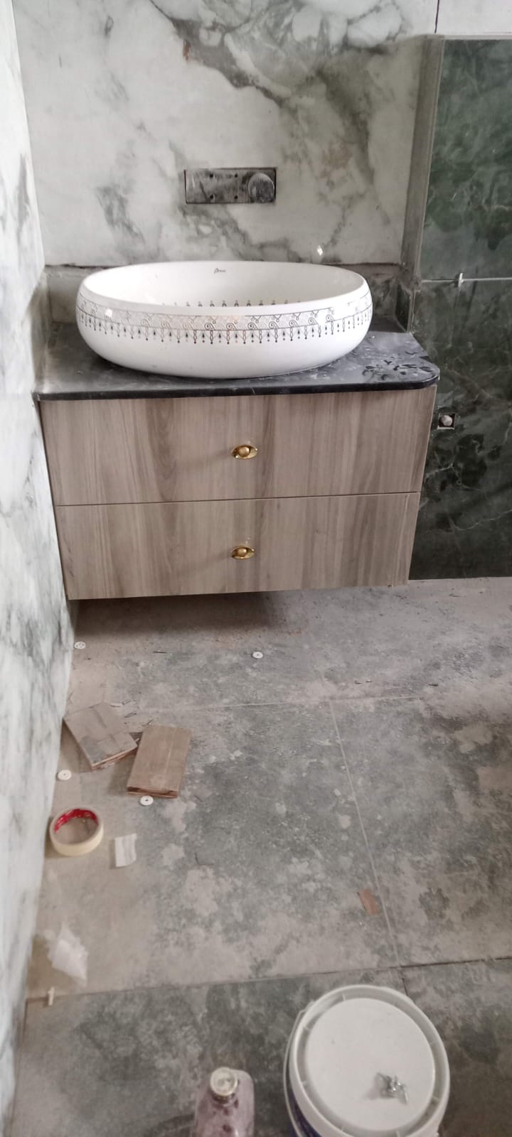 Seamless Concealed Passage Door within Marble Finish Wall Panelling - Execution #